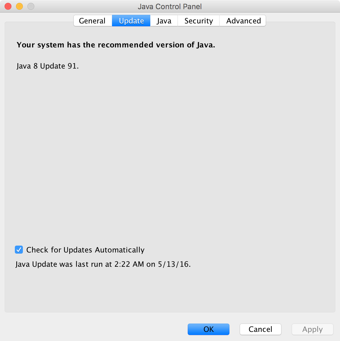 java update for chrome mac os